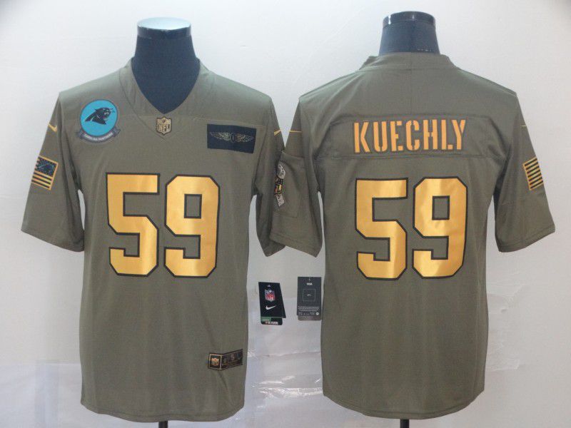 Men Carolina Panthers 59 Kuechly Gold Nike Olive Salute To Service Limited NFL Jersey
